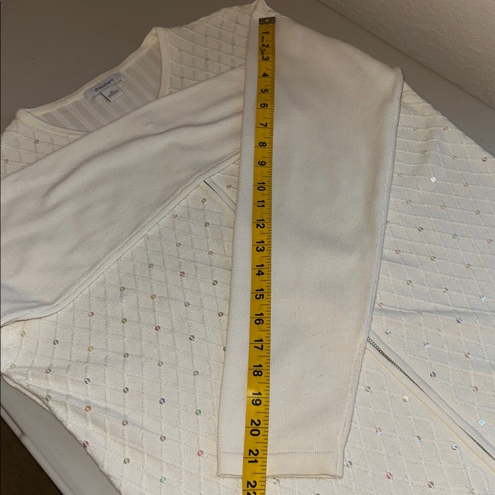 Dressbarn Ivory Knit Cardigan Size Medium. - Picture 8 of 13